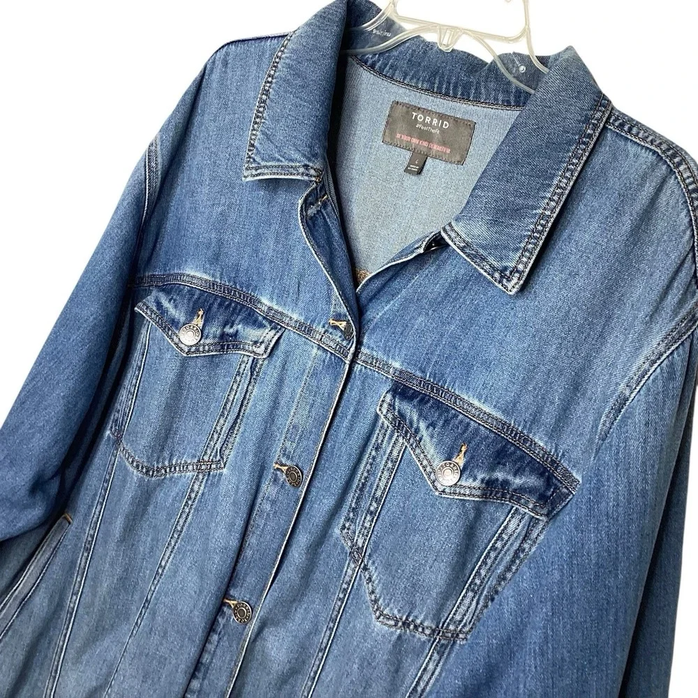 Torrid Jean Jacket Women's Sz‎ 4x Blue Trucker Denim Medium Wash Cotton EUC